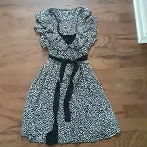 Sheer black and white dress with slip